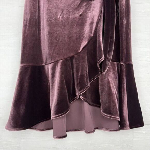 Gap Velvet Wrap Midi Skirt Size Small Vamp Red Tie Waist Ruffle‎ Elastic Waist - Picture 4 of 15